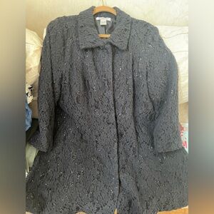 Roaman's Elegant Black Lace Coat
